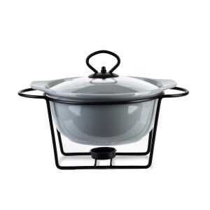 MODERN KITCHEN Teafényes kerámia tál 1,2l állvánnyal, szürke