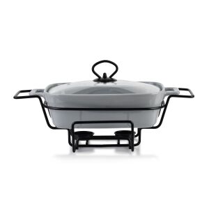 MODERN KITCHEN 1,4L Hőtartó edény üvegfedővel és fémtartóval