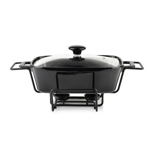 MODERN KITCHEN 1,4L Melegítő tál fekete, chrome állványon