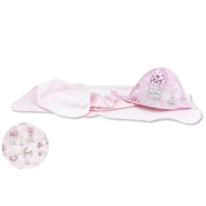 Baby Shop kapucnis fürdőlepedő 100*100 cm - rózsaszín virágos nyuszi 42495690 Fürdőlepedő, törölköző, kifogó - Nyuszi