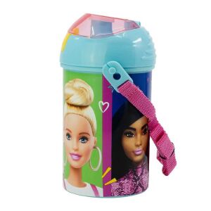 Fľaša na vodu Barbie Happy Thoughts 450 ml so slamkou a rúčkou - Preprava jedla a nápojov