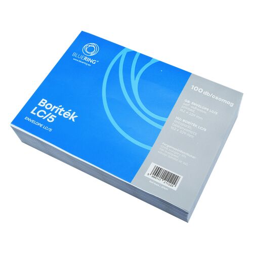 Boríték LC/5 öntapadó bélésnyomott 162×229mm Bluering® 100 db/csom fehér 136316001