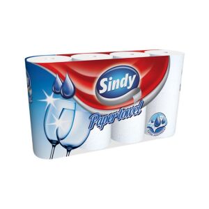 Háztartási papírtörlő kéztörlő 2 rétegű 4 tekercs/csomag Sindy fehér 136316348 - Papírtörlő