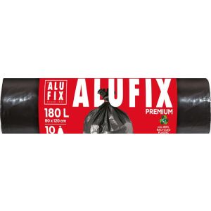 Szemeteszsák 180 l, 10 db, 80x120 cm, 45 µ, ALUFIX, fekete 136316693 - Alufix