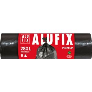 Szemeteszsák, 280 l, 5 db, 115x135 cm, 60 µ, ALUFIX, fekete 136320193 - Alufix