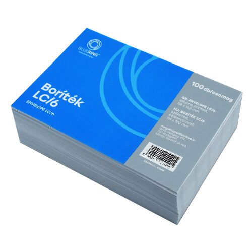 Boríték LC/6 szilikonos bélésnyomott 114x162mm Bluering® 100 db/csom fehér 136320756