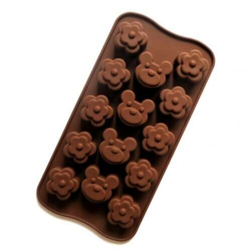 Enger csokiforma készítő szilikonos maci és virág