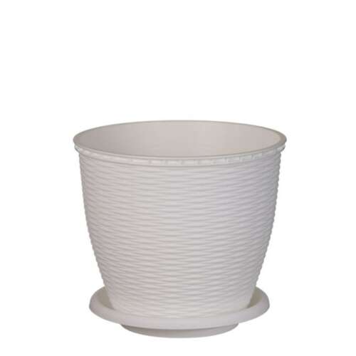 Virágcserép - Fehér Műanyag - 6L - 22x21cm