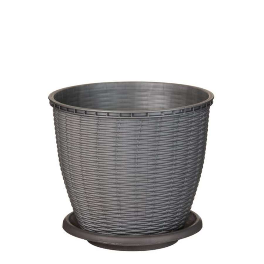 Rattan Hatású Virágcserép - Szürke - 6L