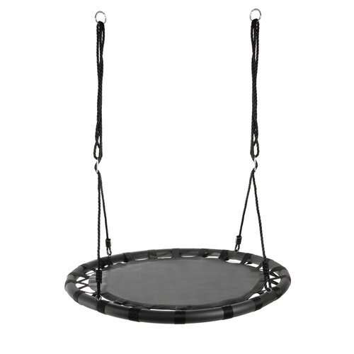 Schwarze runde Nestschaukel, 100cm Durchmesser, für Kinder und Erwachsene