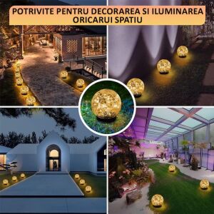 Колаж със соларни лампи NEXTLY за градина със стъклен глобус в различни градински условия - Слънчев фенер