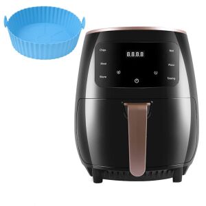 Set friteuza cu aer cald si forma de silicon albastra NEXTLY, gatire fara ulei, Air Fryer capacitate 6 litri, 2400W, 8 programe de gatire, Touch Control, afisaj digital, negru