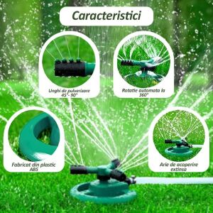 Aspersor rotativ NEXTLY cu 3 brațe, cu modele de pulverizare și construcție ABS - Irigare