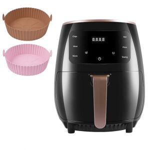 Szett forró légfritőz + 2 szilikon forma NEXTLY, olajmentes főzés, légfritőz kapacitás 6 liter, 2400W, 8 főzési program, Touch Control, digitális kijelző, fekete színű