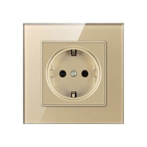 Priza Techstar® Crystal TS1, Sticla Securizata, Simpla, Culoare Auriu Sandcastle, 16A 136351379 - Lămpi și iluminat