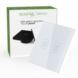 Intrerupator Touch Techstar® TG02, Sticla Securizata, Design Modern, Iluminare LED, 2 Faze, Alb 136353488 - Intrerupatoare
