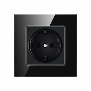 Priza Techstar® Crystal TS1, Sticla Securizata, Simpla, Culoare Negru Onyx, 16A 136354708 - Lămpi și iluminat