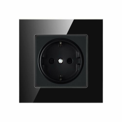 Priza Techstar® Crystal TS1, Sticla Securizata, Simpla, Culoare Negru Onyx, 16A 136354708