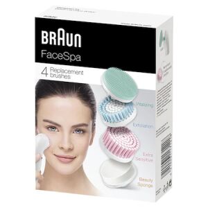Wkłady do szczoteczki Braun FaceSpa SE80MV, zestaw 4 sztuk do oczyszczania, eksfoliacji i masażu twarzy - Urządzenie do pielęgnacji twarzy