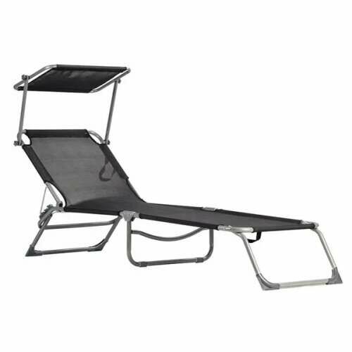 Black adjustable sunshade garden lounger