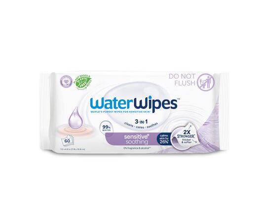 12x WATERWIPES Műanyagmentes nedves törlőkendők Soothing clean 60...
