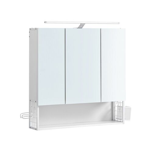 VASAGLE Modern Fürdőszobai Tükrös Szekrény LED Világítással Fehér 136361508 