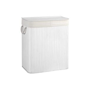 SONGMICS Bambusz Kétrészes Szennyestartó Kosár Fehér