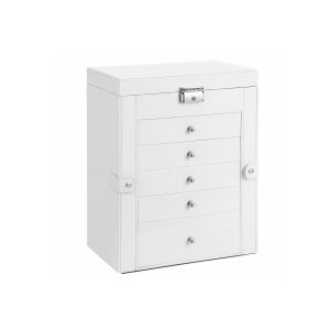 SONGMICS 6-Szintes Fehér Ékszertartó Doboz Tükörrel és Zárral 136362925 - Ékszertároló