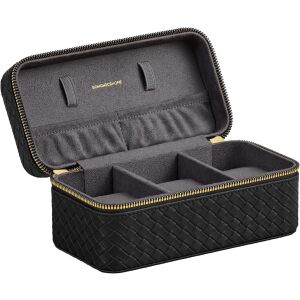 SONGMICS RONNE Luxus Óratartó Tok 3 Órához Fekete PU Bőr Kivitelben 136363901 - Óraforgató & óratartó doboz