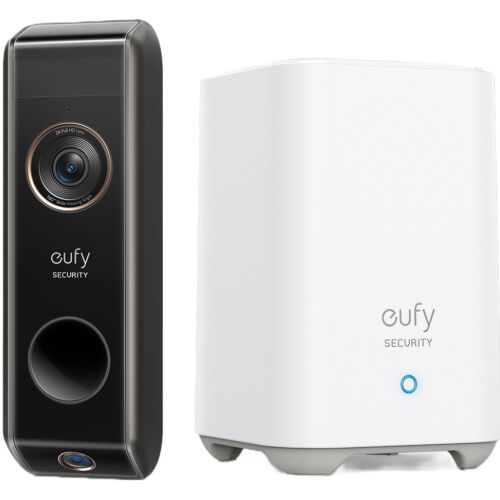 Sonerie video Eufy S330 cu HomeBase 2, 2K HD, detectare mișcare, cameră duală, negru