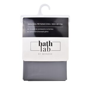 ZAC GREY 180x180 cm-es szürke zuhanyfüggöny, 12 fém gyűrűvel