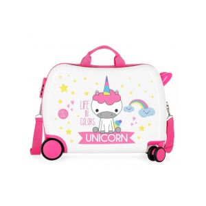 LITTLE ME UNICORN gyerek gurulós bőrönd, 34L, fehér rózsaszín részletekkel - Bőrönd &Táska