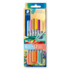 Rostirón készlet, 1/3 mm, kétvégű, kimosható, STAEDTLER® "3280", Multiverzum 2, 6 különböző szín 136384652 - Filctoll