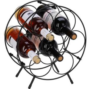 Koopman schwarzes Metall Weinregal für 7 Flaschen, rundes Design - Koopman