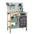 Full view of wooden toy workbench playset with tools and chalkboard