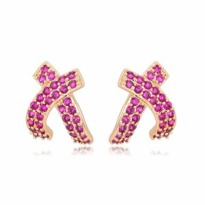 Arany tónusú Emporia Ötvözetű Fülbevaló Rózsaszínű Emporia® Kristállyal, XUP153 136389957 - Emporia