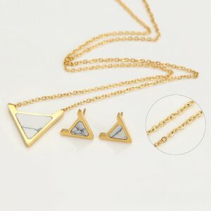 Arany tónusú Emporia Ötvözetű Szett Fehér Emporia® Kristállyal ( Nyaklánc+Fülbevaló ), XUP238 136389975 - Emporia