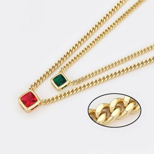 Arany tónusú Emporia Ötvözetű Nyaklánc Vörös Emporia® Kristállyal és Zöld Emporia® Kristállyal, XUP101 136389991 - Emporia