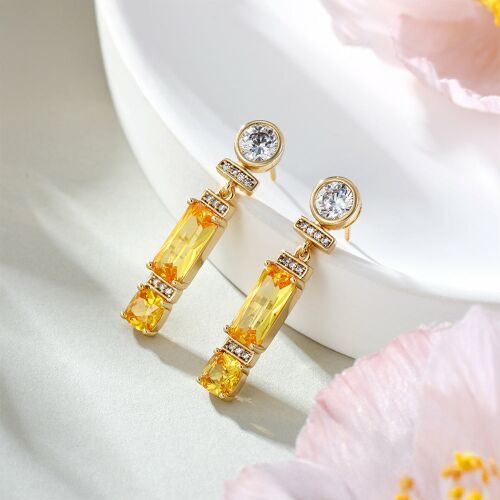 Emporia Arany Tónusú Kristály Fülbevaló - Sárga és Fehér Kristályokkal 136390024