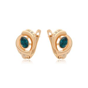 Arany tónusú Emporia Ötvözetű Fülbevaló Zöld Emporia® Kristállyal, XUP219 136390050 - Emporia