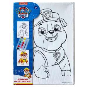Paw Patrol Rubble Canvas Painting Set, 18x25 cm canvas with wooden frame, includes 12 watercolors and a brush - Activity Book, Coloring