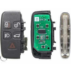 Land Rover Jaguar 5 gombos távirányító kulcs belső részei: áramköri lap, gombok és kulcsház - Autókulcs