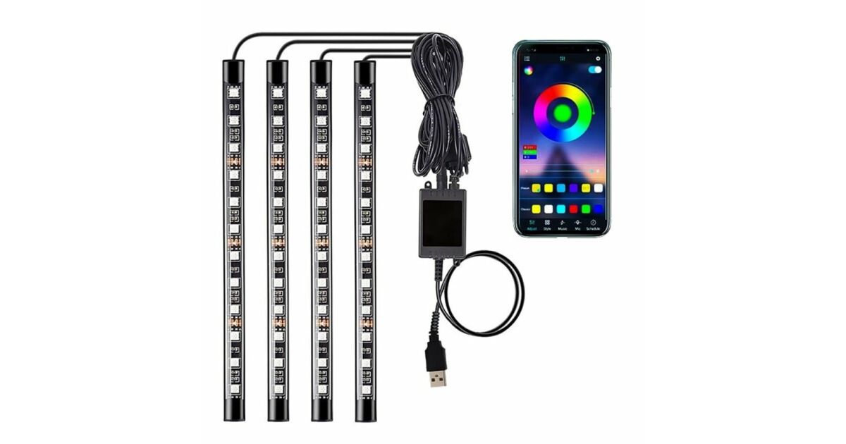Techstar Auto MuliColore RGB 12 LED-szalagok, 4 db, Android vezérelt 136398290