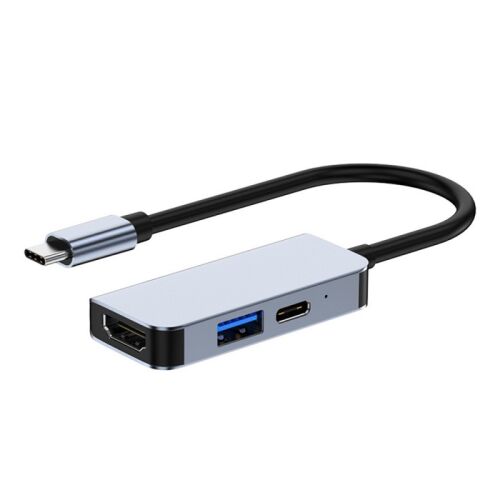 Többfunkciós adapter 3 az 1-ben USB-C HDMI Techstar® CYC3IN1, HDMI 4K, 1 x USB 3.0, MacBook Air és MacBook Pro kompatibilis, PD port, szürke 136398648