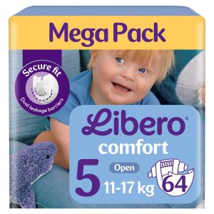 Libero Comfort Junior Rozmiar 5 Pieluchy Mega Pack (64 sztuki) dla dzieci o wadze 11-17 kg - Libero Pielucha