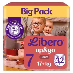 Libero Up&Go Größe 7 (17+ kg) Windeln, 32 Stück, Großpackung - Wickeltasche und Windeln
