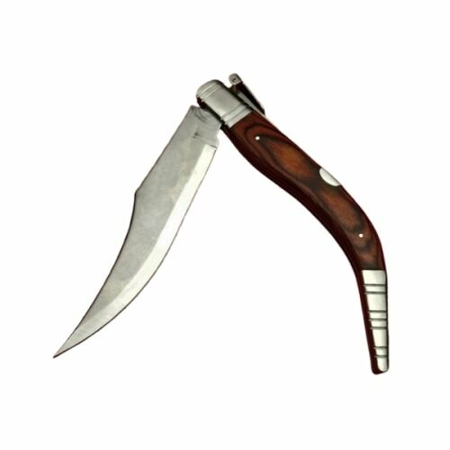 Cuțit Tücsökvadász cu lamă din oțel inoxidabil și mâner maro din lemn, deschis