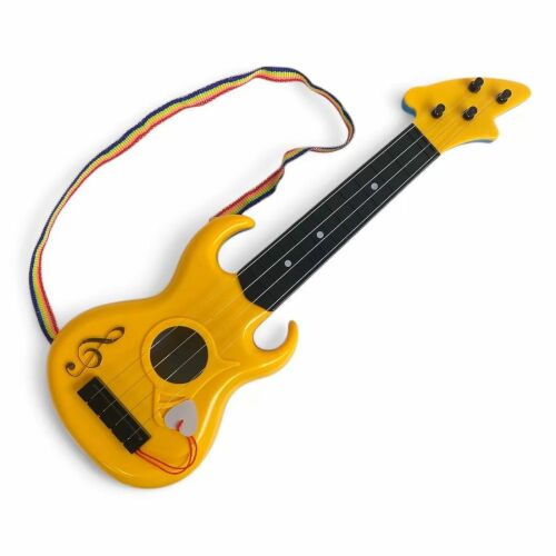Žuta bas gitara igračka s trzalicom i remenom za djecu