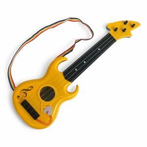 Gelbe Spielzeug-Bassgitarre mit Plektrum und Gurt für Kinder - Musikinstrumente zum Spielen