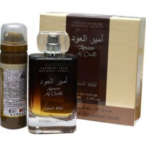 Lattafa Ameer Al Oudh unisex EDP 100ml perfumy z dezodorantem w sprayu - Lattafa Perfumy męskie